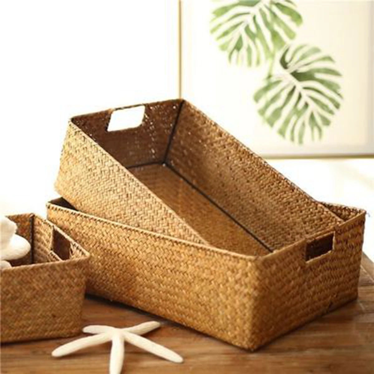 Panier de rangement en osier pour linge, salle de bain