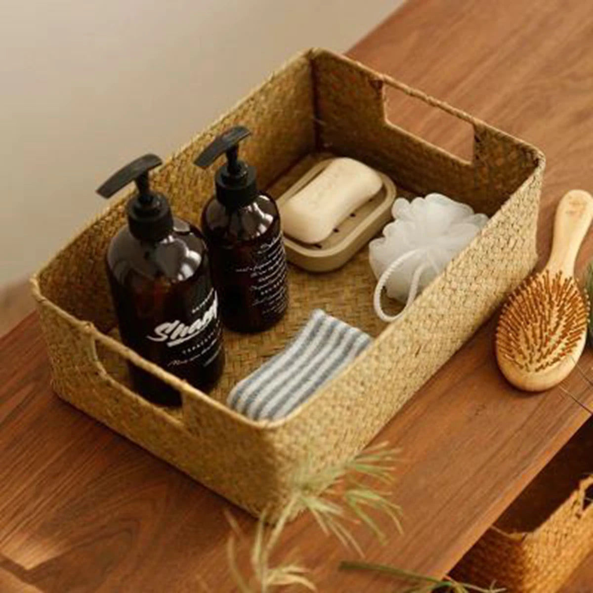 Panier de rangement en osier pour linge, salle de bain
