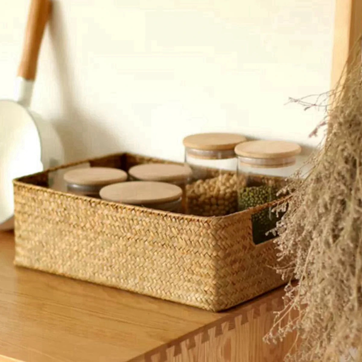 Panier de rangement en osier pour linge, salle de bain