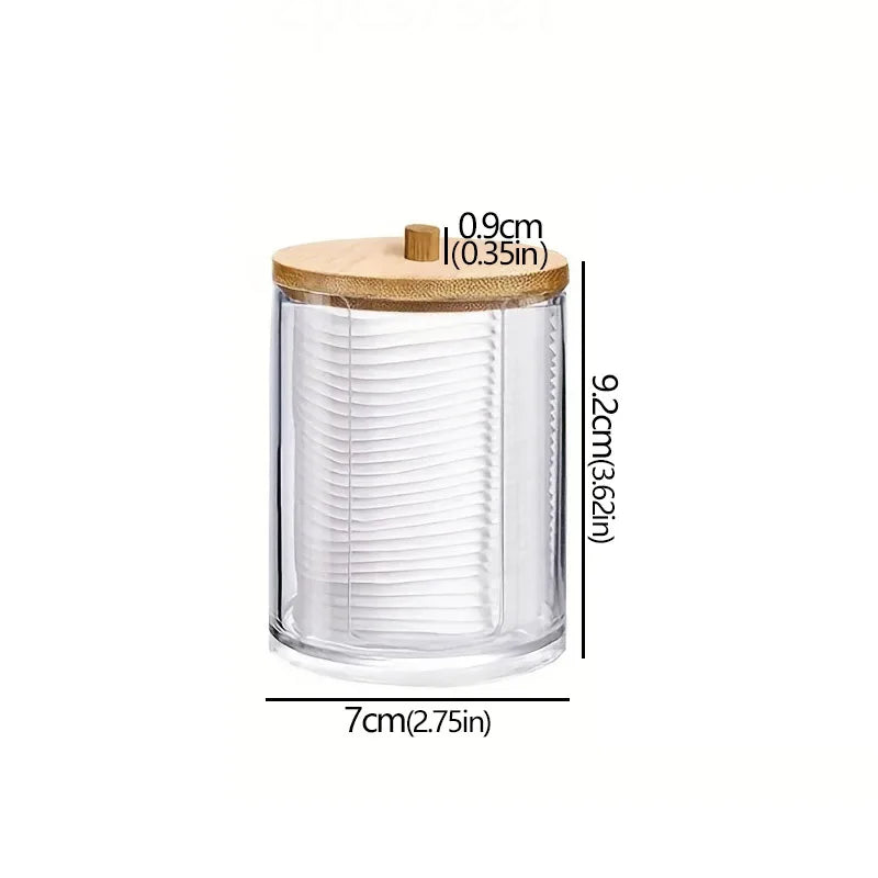 Organisateur tiroir salle de bain transparent avec couvercle bambou