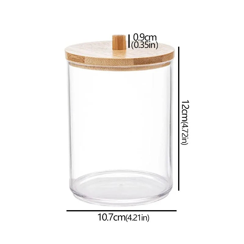 Organisateur tiroir salle de bain transparent avec couvercle bambou