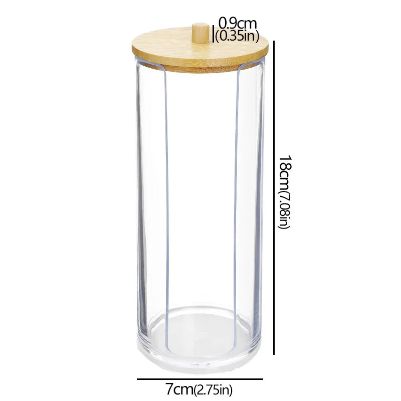 Organisateur tiroir salle de bain transparent avec couvercle bambou