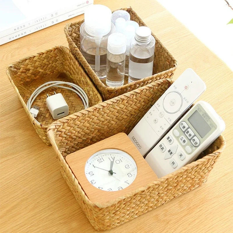 Panier de rangement en osier pour vetements, serviettes, cuisine