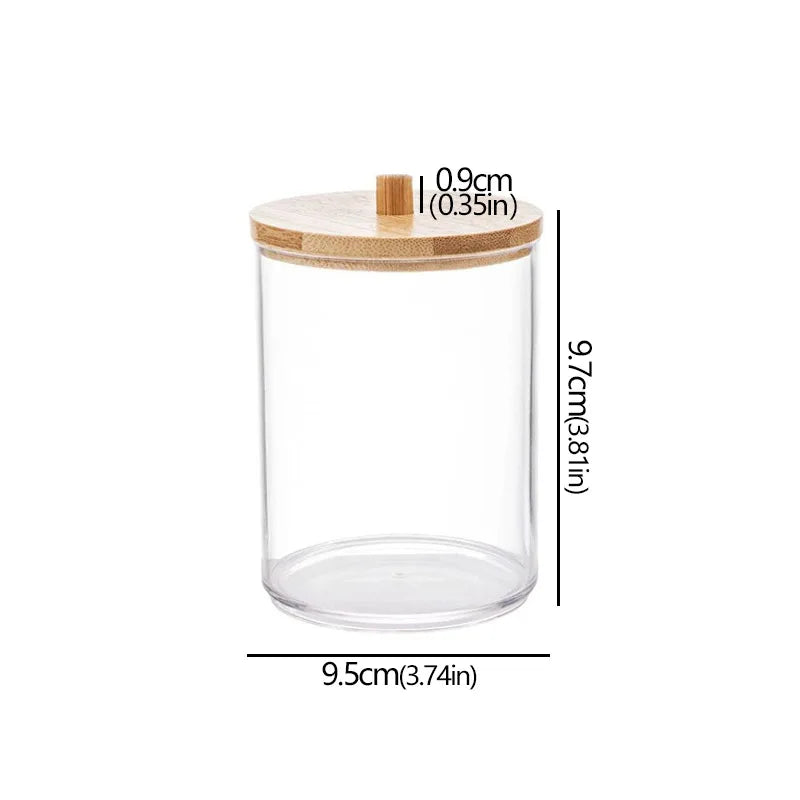 Organisateur tiroir salle de bain transparent avec couvercle bambou