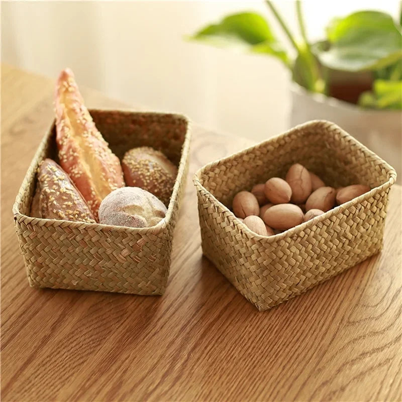 Panier de rangement en osier pour vetements, serviettes, cuisine