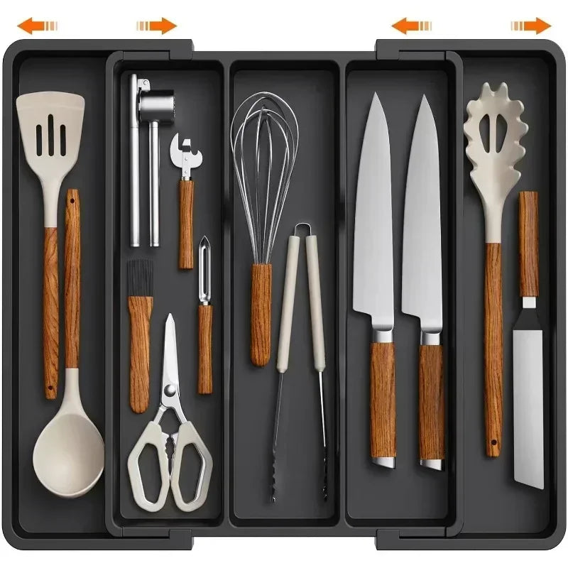 Organisateur de tiroir de cuisine extensible pour couverts et ustensiles