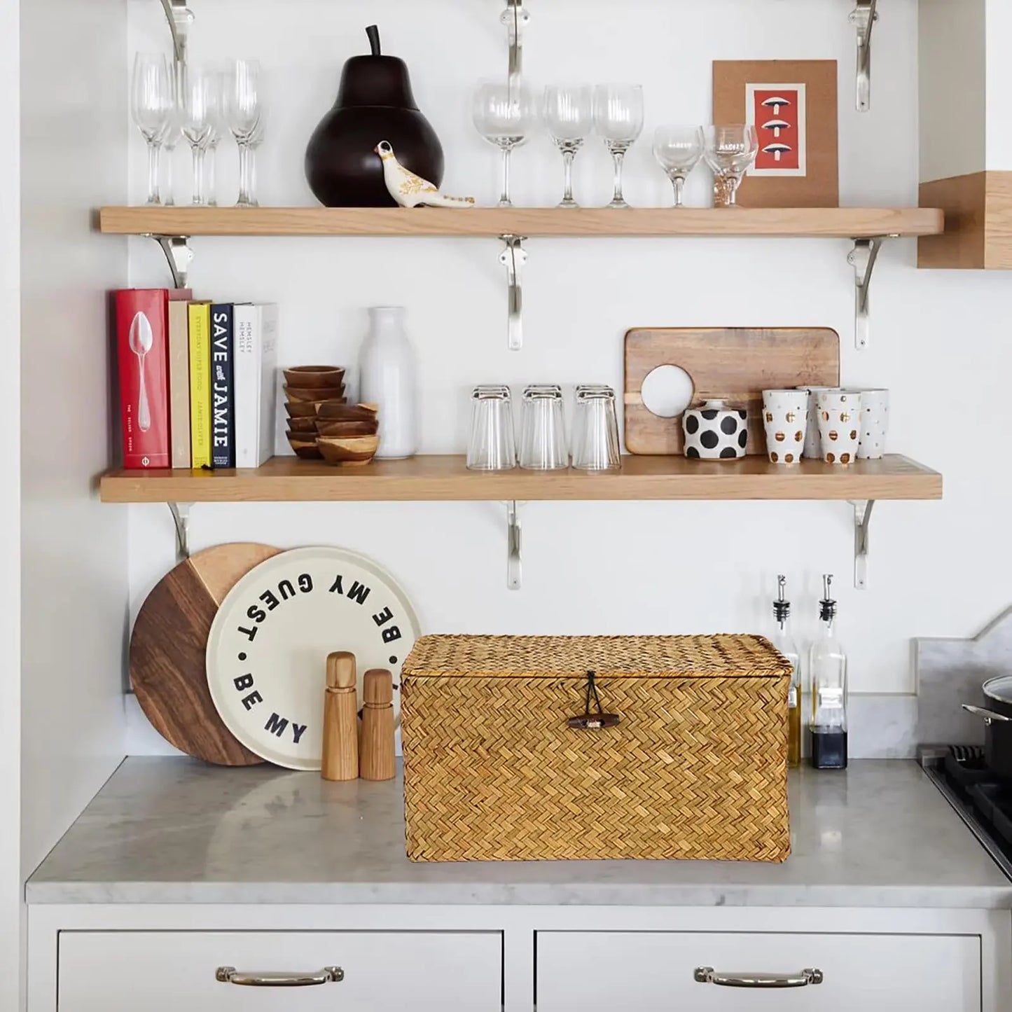 Panier de rangement en osier avec couvercle