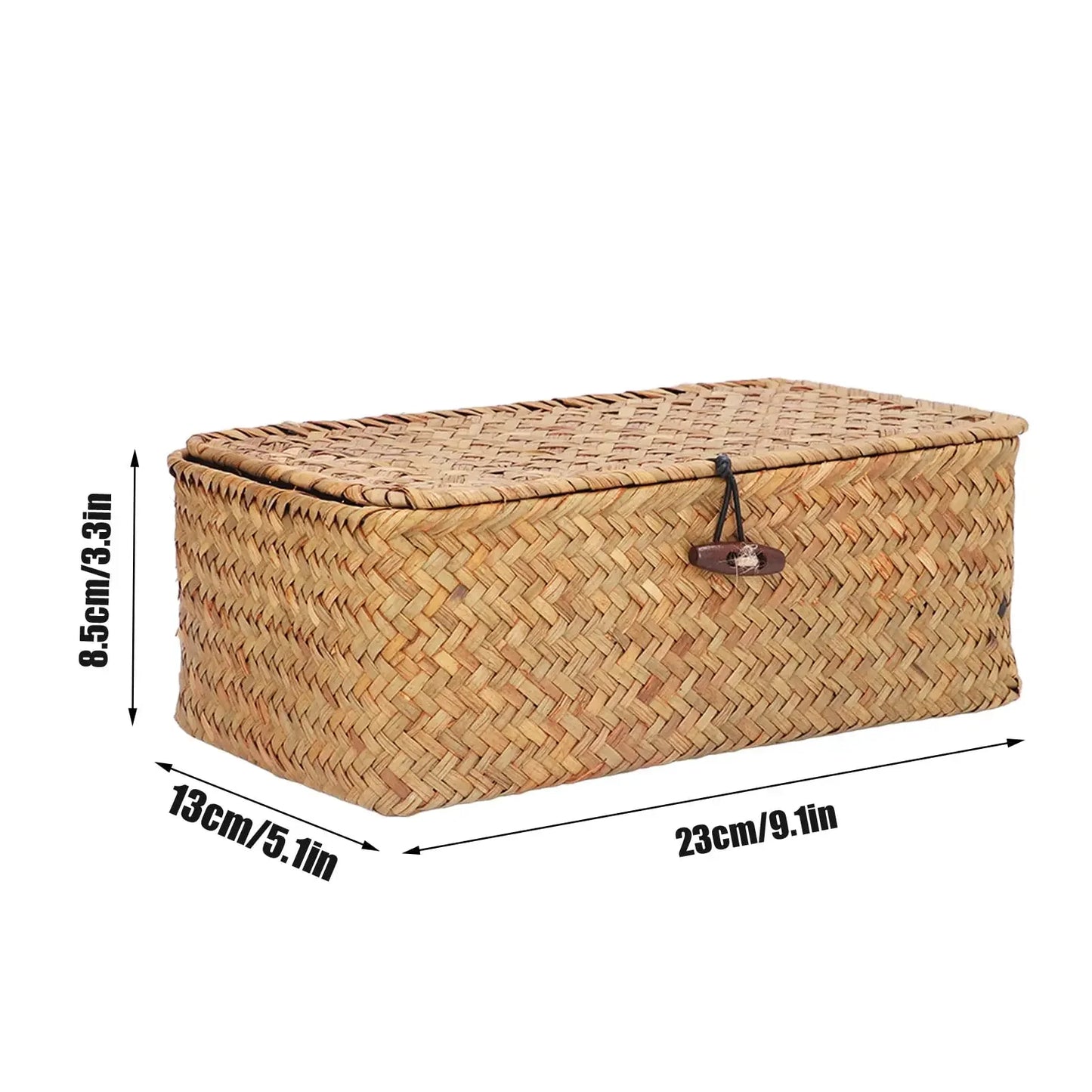 Panier de rangement en osier avec couvercle