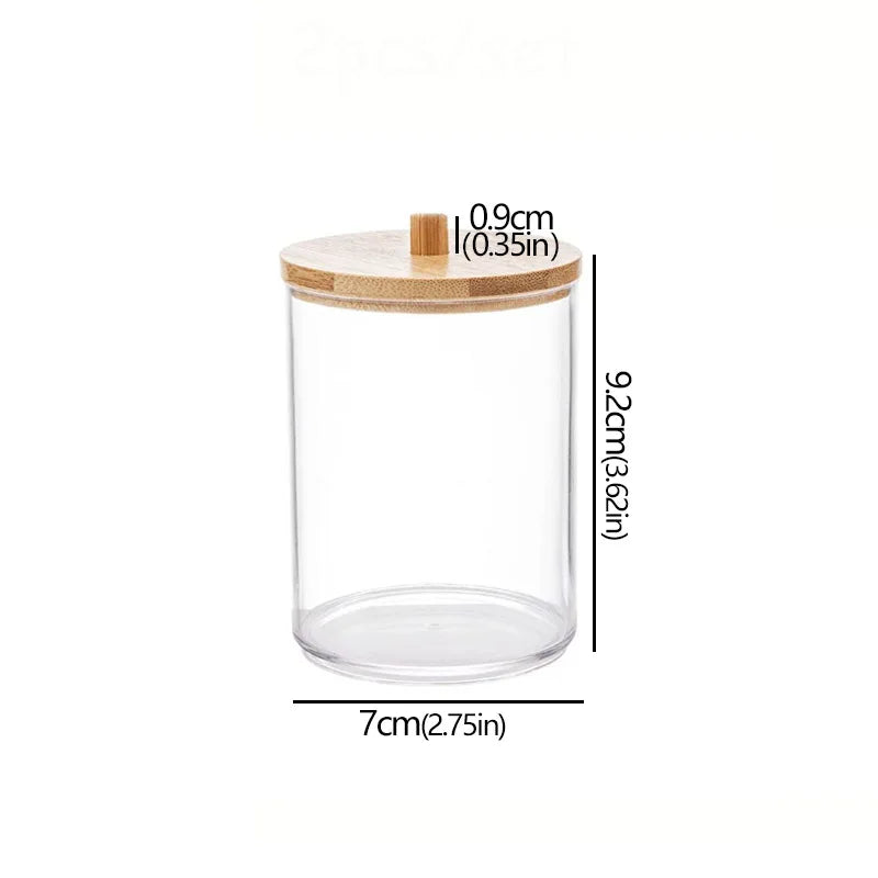Organisateur tiroir salle de bain transparent avec couvercle bambou
